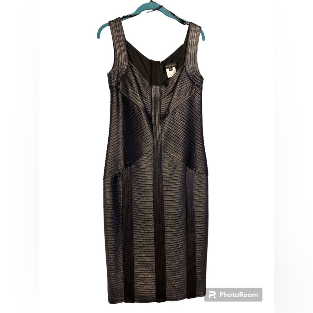 TADASHI SHOJI BODY-CON EVENING PART DRESS BLACK SHIMMER SPARKLE SIZE LARGE